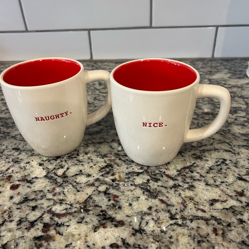 Rae Dunn Naughty and Nice Holiday Mugs Set